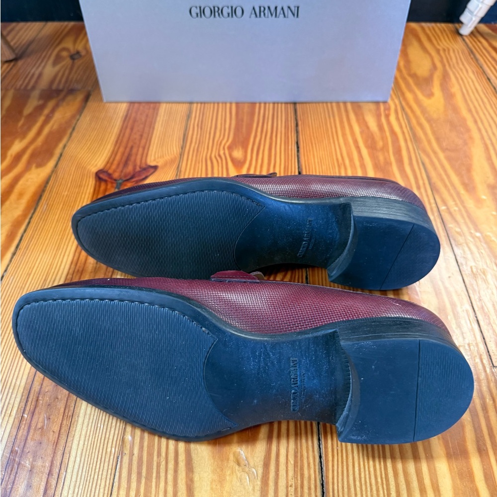 Giorgio Armani Men's Burgendy Slip-On Loafers - Picture 5 of 7